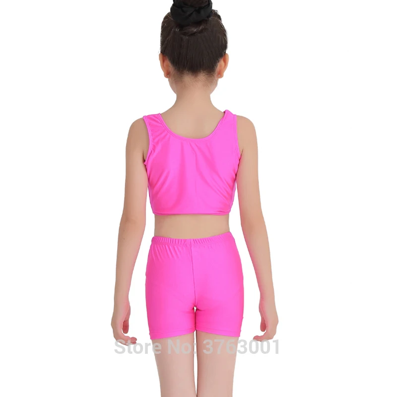 Kids Ballet Leotard Gym Wear Two-piece dance suit for girl Spandex Children's cheerleaders Vest high waist shorts two sets Tight