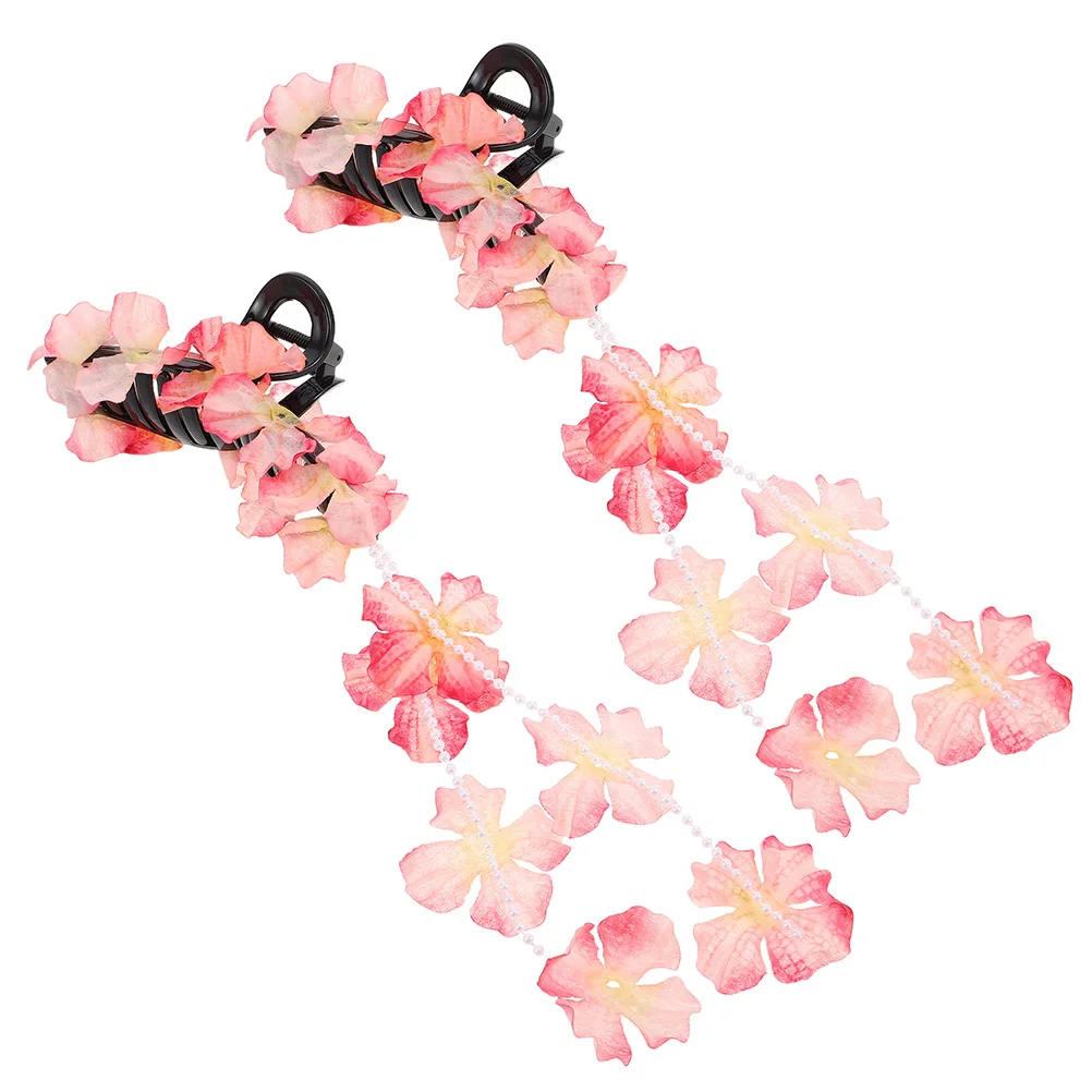 

2pcs Hydrangea Tassels Hair Claw Clips Lightweight Durable Shark Structure Beach Flower Accessories