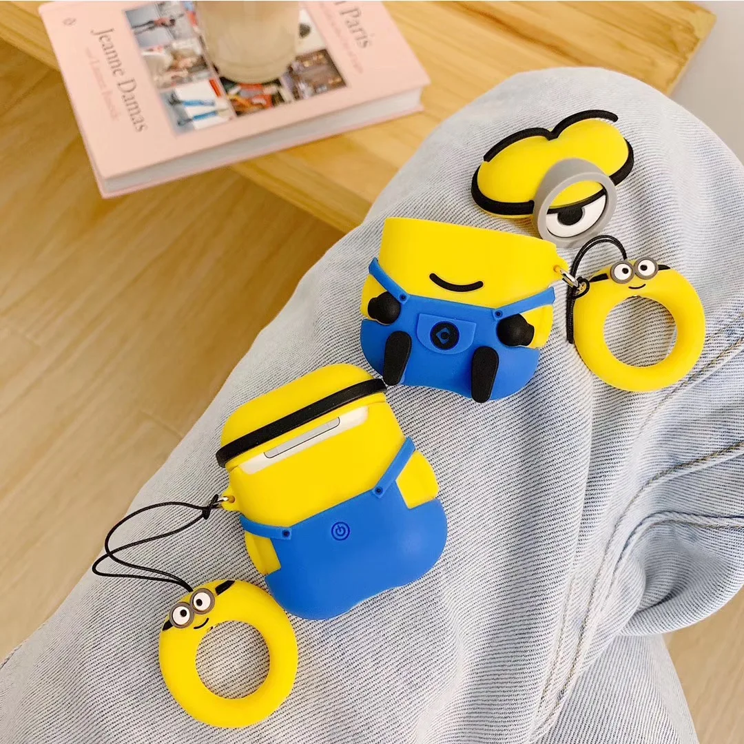 Niedliche 3D-Cartoon-Minions-Accessoires-Hülle für Airpods 5 2026 1 2 3 4 Pro2 Pro 3 Großäugiges Silikon-Kopfhörer-Etui – Detail 8