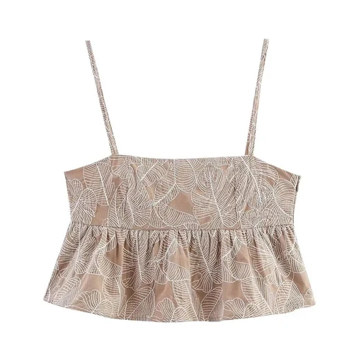 Imagen 2 del producto Conjuntos de pantalones de dos piezas para mujer, Top corto bordado a la moda + Pantalones, traje informal de 2 piezas, trajes para mujer 2025