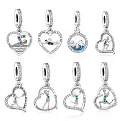 FC Jewelry Fit Original Pan Charms Bracelet 925 Sterling Silver Love Swimming Swimmer Bead For Making Coach Daughter Berloque