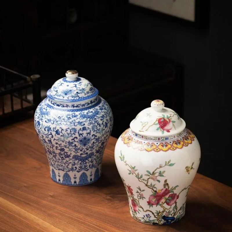Colorful Flower Ceramic Sealed Jar General Jar Tea Bottle Moisture-proof Food Storage Container Gilded Jars Home Decoration Gift