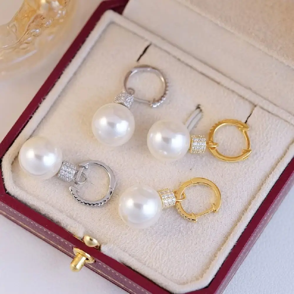Fashionable detachable pearl earrings AAAA9-10mm 10-11mm natural South Sea round pearl earrings 925s