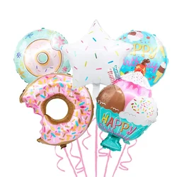 Set di decorazioni per caramelle con ciambella, tazza di gelato a tema estivo, palloncino in pellicola di alluminio per feste di compleanno per bambini Disney