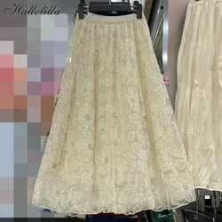 Y2k Skirt Fashion Clothes Vintage Long Skirt Ethnic Style Woman Clothing Casual Elegant Summer Embroidery Streetwear Party