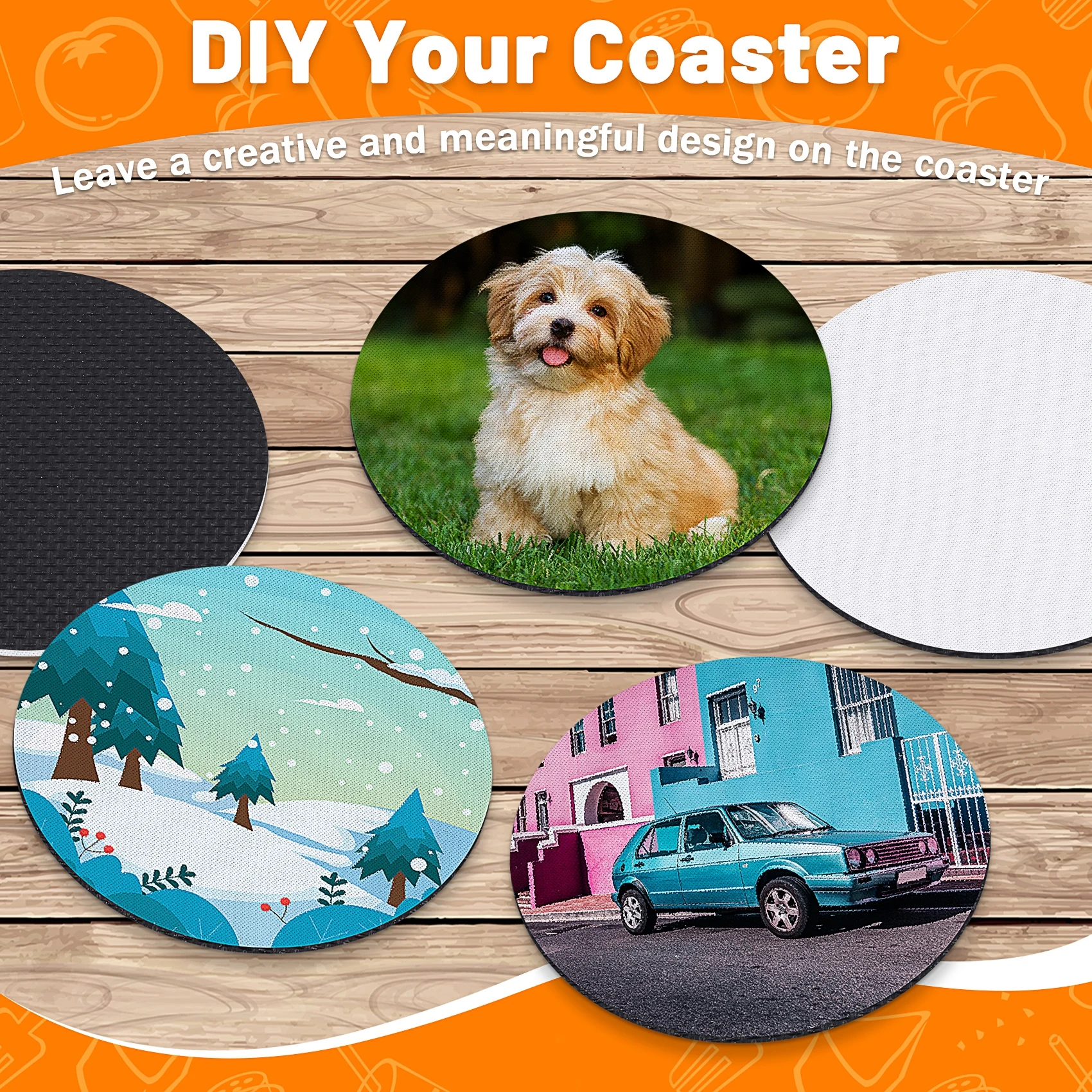 

New Round Sublimation Blank Coaster Sublimation Blank Coaster Sublimation Heat Transfer Coaster Hot Pressed Coaster 42Pcs
