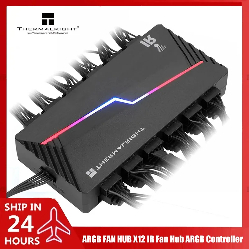 Thermalright ARGB FAN HUB X12 IR Fan Distributor, ARGB Controller PWM Temperature Control with IR Remote Control