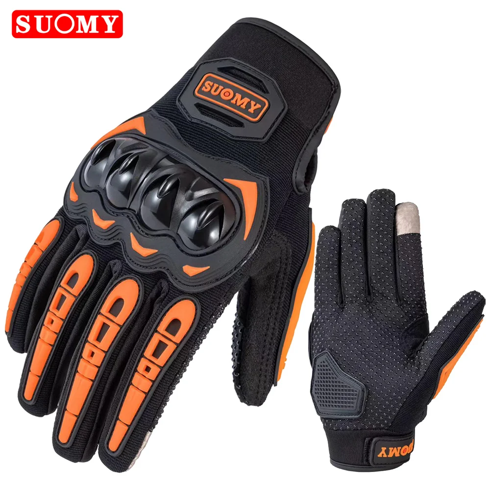 SUOMY New Orange Motorcycle Gloves Summer Men Women Full Finger Touch Screen Motocross Guantes Motorbike Bicycle Cycling Gloves