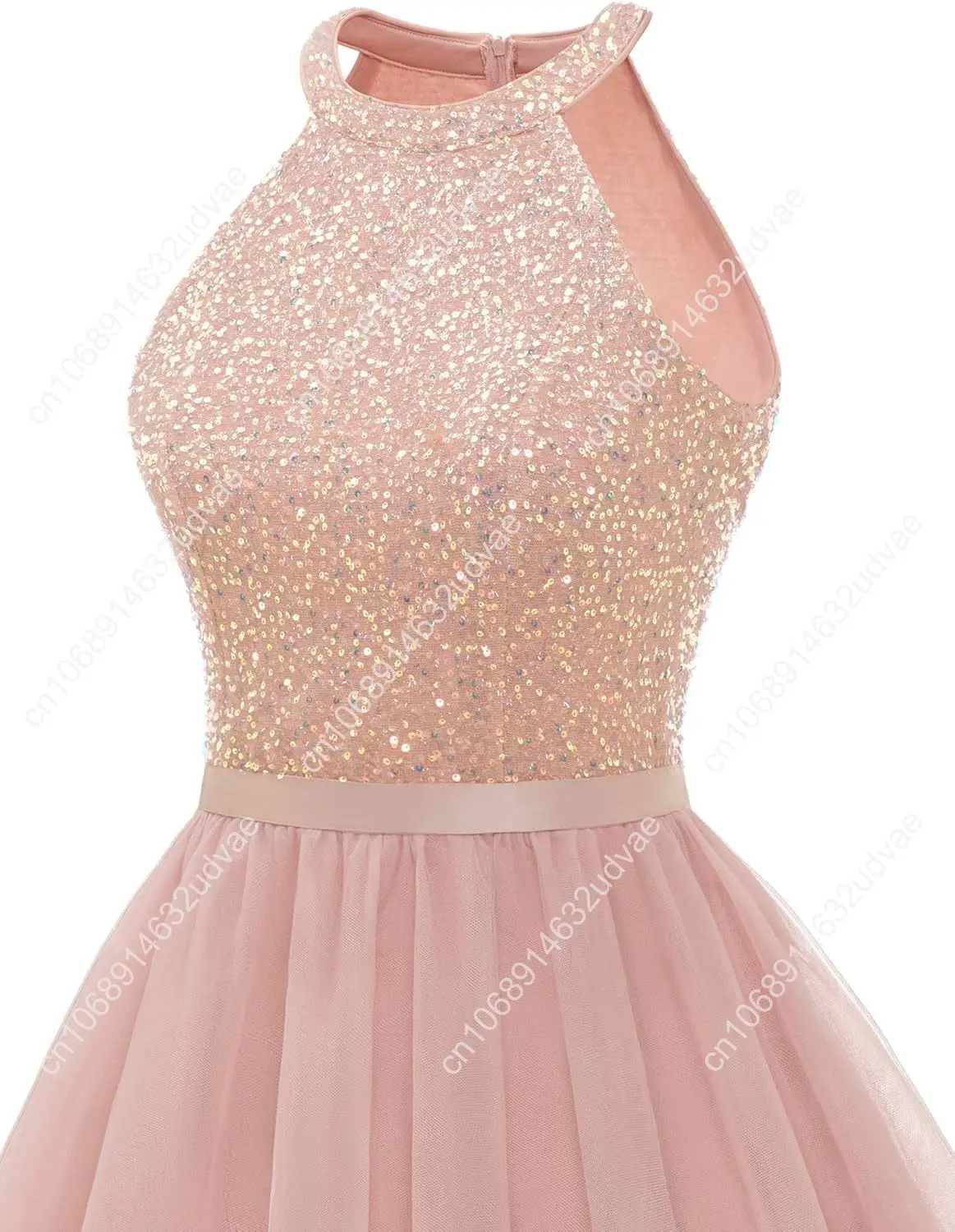 Dressystar Women's Short Halter Cocktail Party Dress Lace Tulle Prom Gown