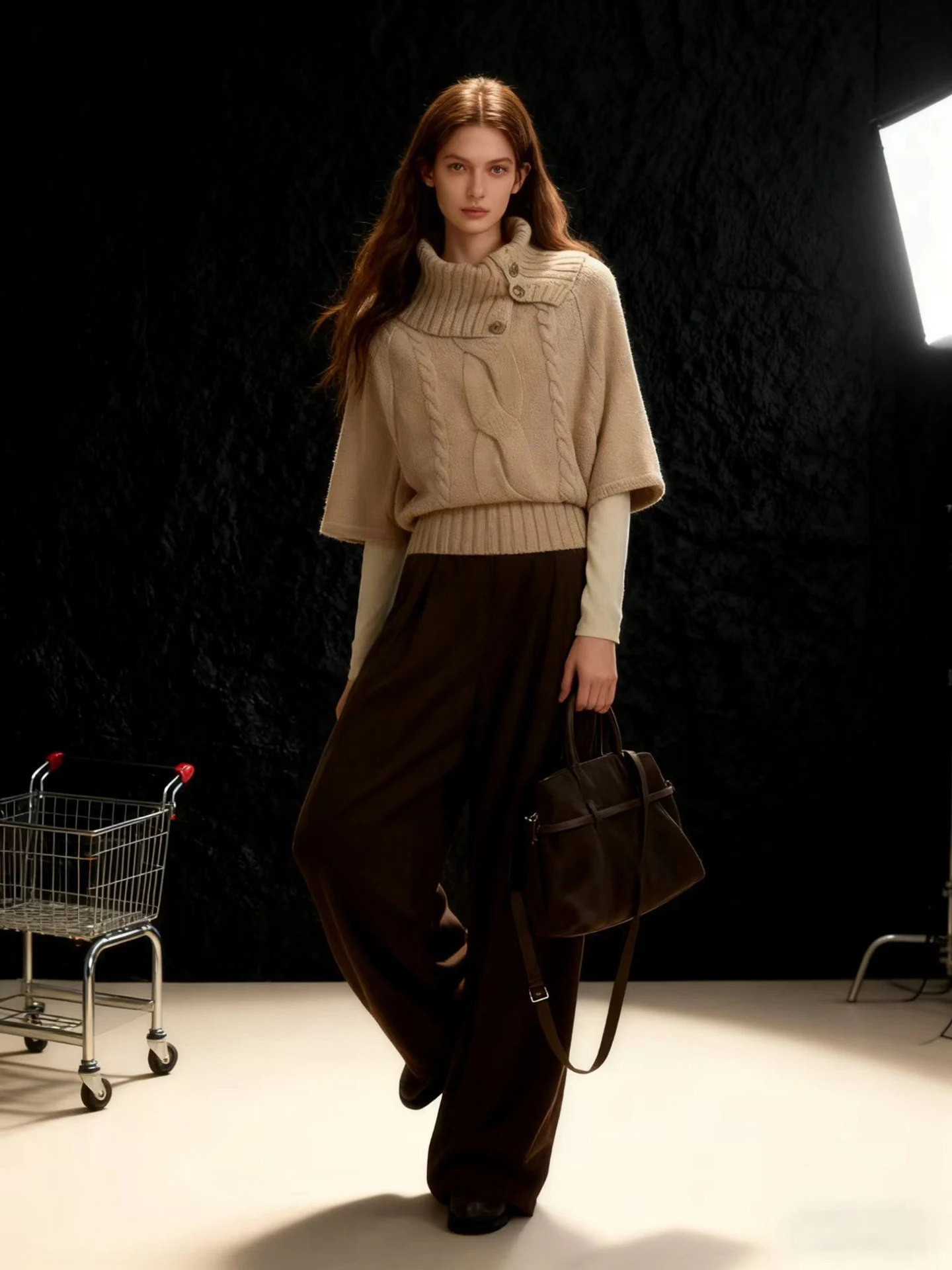 

Вязаный свитер HUAAPPUW в стиле ретро с воротником-хомутом, теплый, осенне-зимний, новый, свободного кроя, из мягкого акрила, для женщин