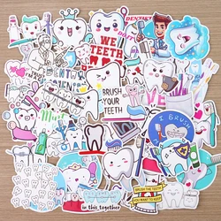 50pcs Cute Cartoon Tooth Shape Stickers Gift Tooth Fairy Paper Sticker Label for Phone Case scrapbook Decor Dentist Gift Reward