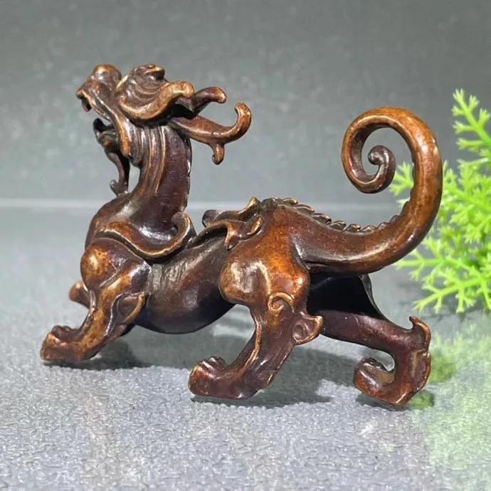 Exquisite Retro Purple Copper Pixiu Tea Pet Decorative Ornaments