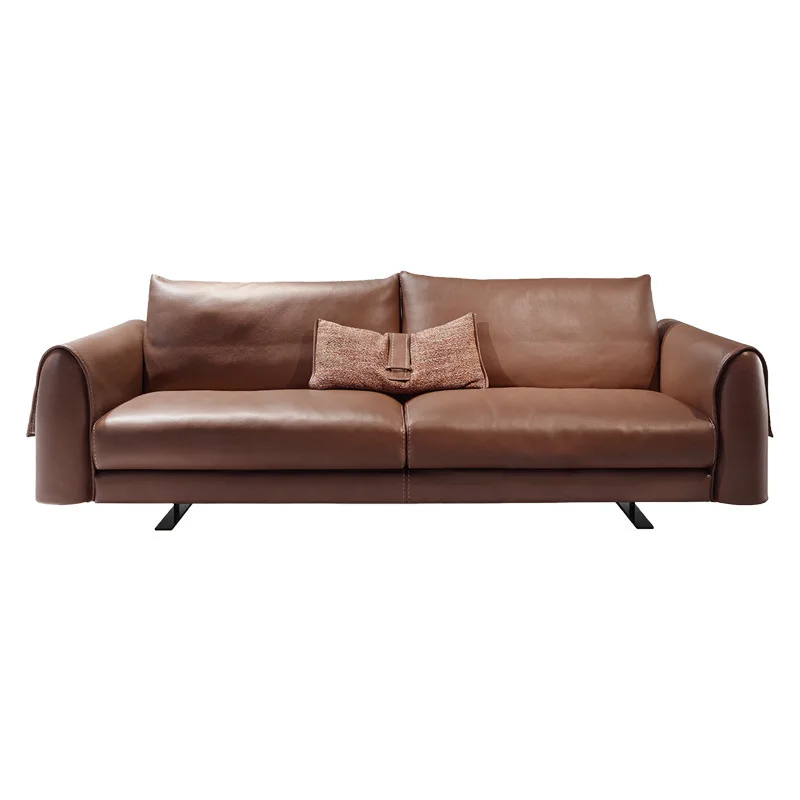 

Кожаный диван, итальянский минималистичный диван в индустриальном стиле ретро, линейная гостиная из нубука.