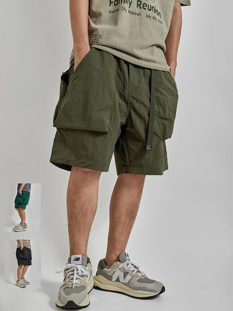 

Retro Japanese Streetwear Loose Fit Outdoor Men's Workwear orts Multi-ket Qui Dry Functional Five-Part Pants Casual ...