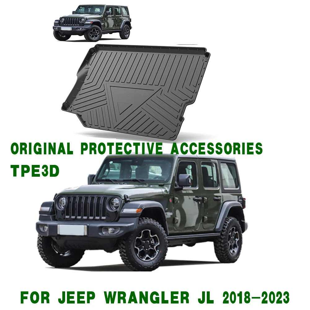 For Jeep Wrangler JL 2018-2023 Auto Car Cargo Liner All-Weather TPE Non-slip Trunk Mats Boot Tray Carpet Interior Accessories