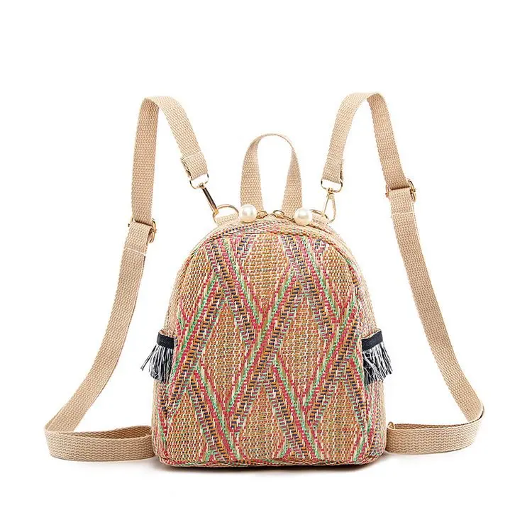 2021 Fashion New Straw Braided Ethnic Style Hand-woven Personalized Diagonal Backpack