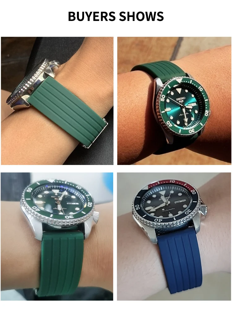 For Seiko No. 5 Rubber Pilot Water Ghost Silicone Watch Strap Waterproof Sweat-Proof Soft Comfortable Watchband 20 22mm