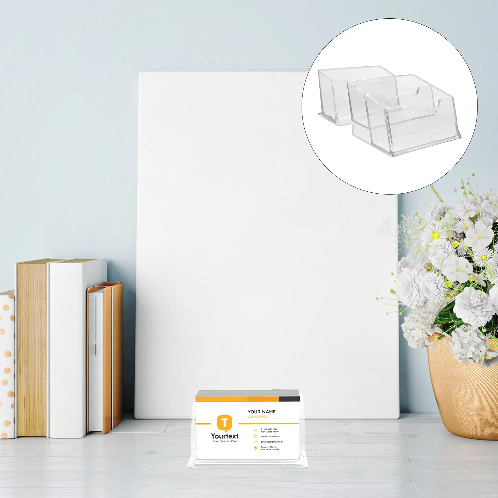 

2pcs Business Holder Transparent Acrylic Desk Organizer Vertical Card Stand For Name Cards Display Storage Tabletop Card Holder