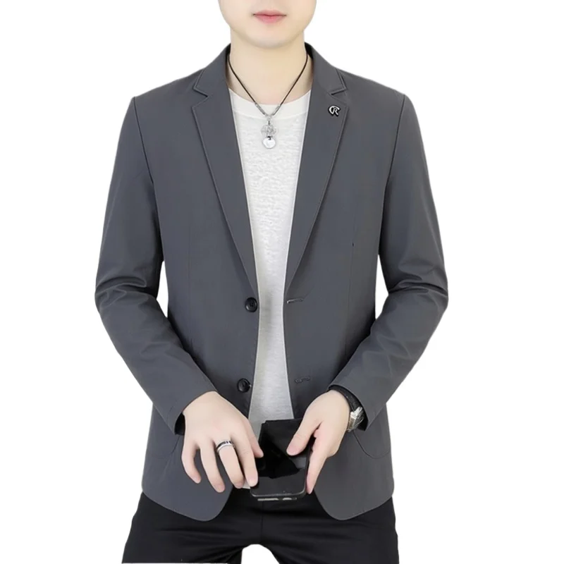 

Men's Thin Suit Spring Summer Fashion Business Casual Solid Color Lightweight Sun Protection Jacket Commuter Wear Office Outfit