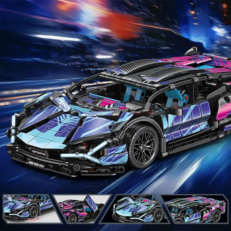 2025 MOC الطاقة التقنية الرياضة سيارة اللبنات الطوب الإبداعية سرعة سباق السيارات الخارقة مجموعات عيد الميلاد عيد الميلاد هدايا الهالوين