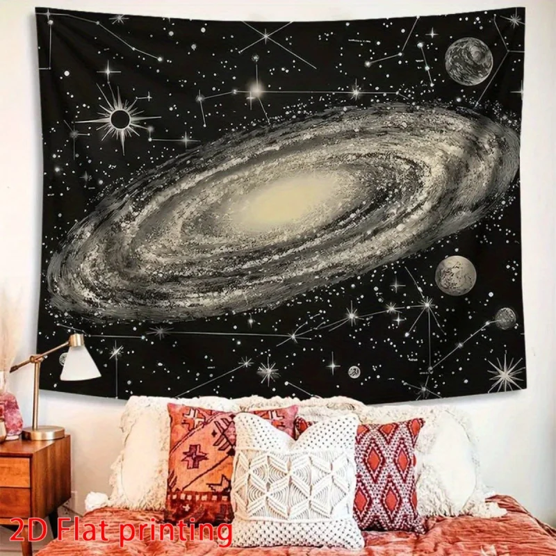 VIKAMA Wandteppich mit Sternenhimmel- und Planetenmuster, maschinenwaschbar, geeignet für Wohnzimmer- und Schlafzimmerdekoration als kunstwerk mit Weltraumthema