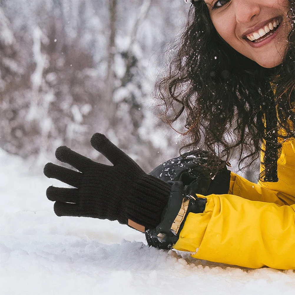 

1 Pair Thickened Warm Keep Cashmere Gloves Full-Finger Windproof Thermal Riding Skiing Outdoor Winter Cycling Hiking Fishing