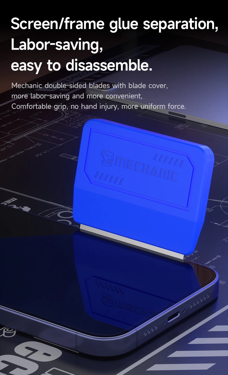 Soporte de hoja magnética MECHANIC Mag-10 con cuchillas de doble cara de acero inoxidable para Kit de herramientas de extracción de pantalla de reparación de teléfonos