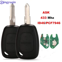 jingyuqin 1 Button Car Remote Key Control For Renault Master Kangoo Clio Twingo VAC102 Blade PCF7946 ID46 Chip 433MHZ