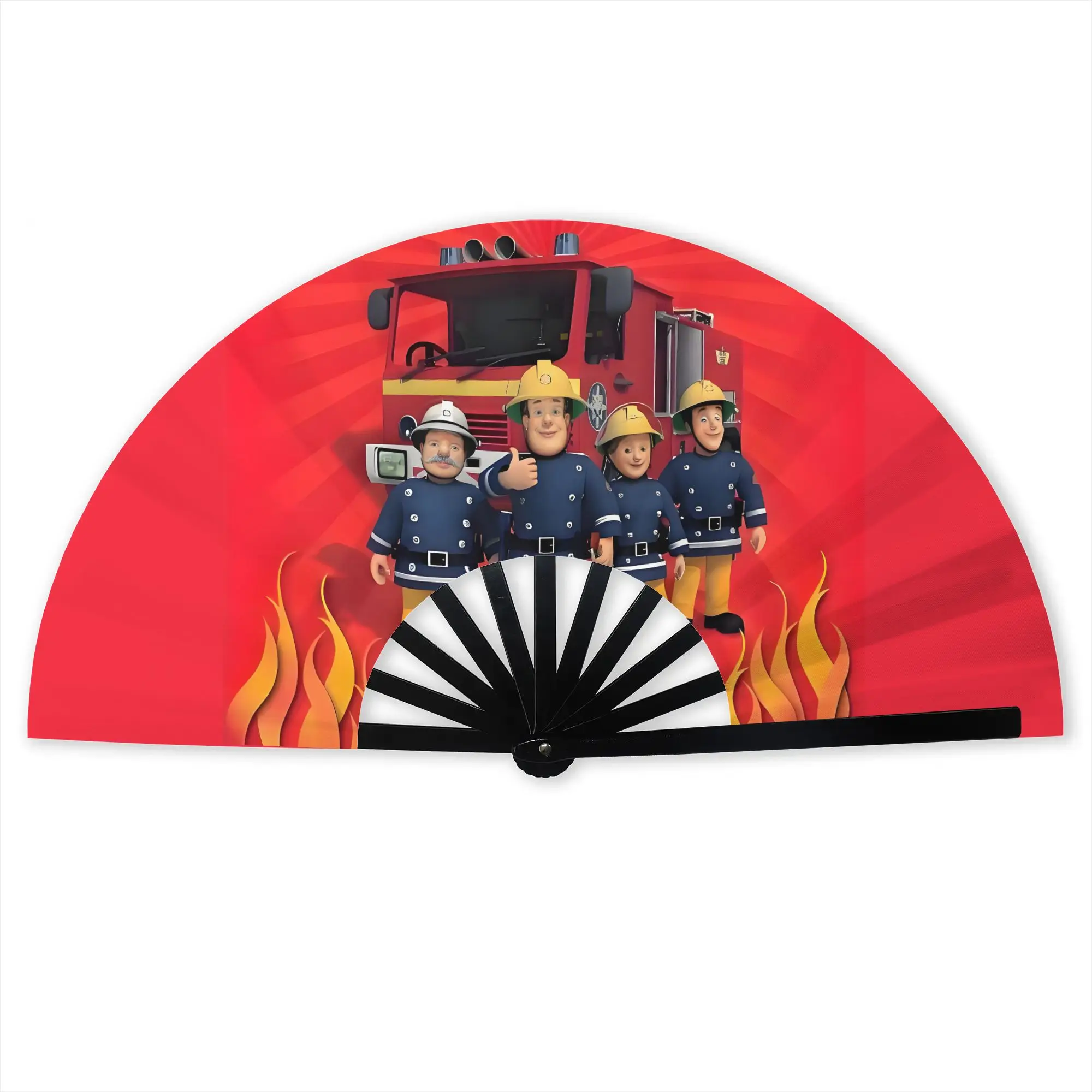 Fireman Sam Firefighter Traditional Folding Fan Chinese Style  High-Quality Fans Gift Elegant Decorative Hand Fan