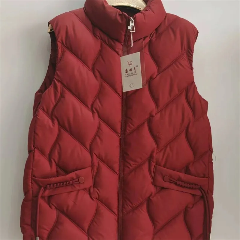 

Winter Middle Aged Mom Cotton Padded Vest Outwear Korean Women Large Size 4XL Down Cotton Top 2025 Lady Puffer Waistcoat Jacket