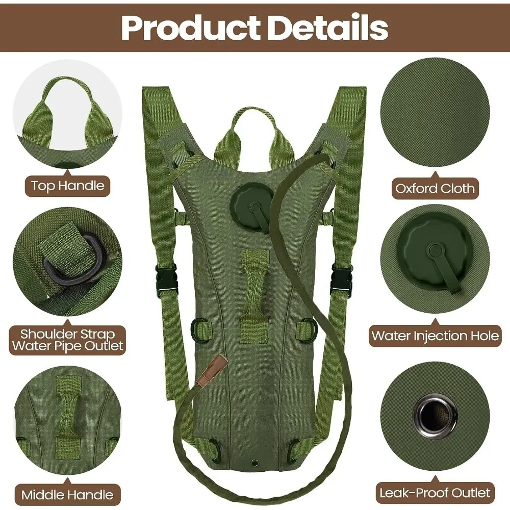 Outdoor 3L Backpack with Water Bag Hunting Hiking Molle Waterproof Men Tactical Pouch Bag for Cycling Travel Climbing Camping