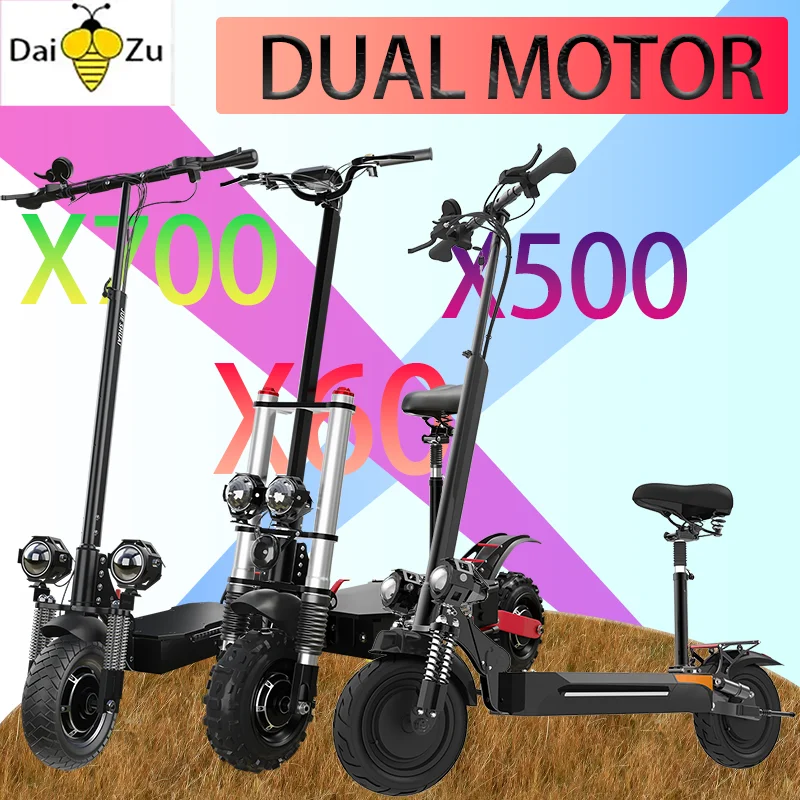 X60/X700/X500 Dual Motor Electric Scooter 85KM/H Max Speed E Scooter 2400W/3200W/6000W Road Tire for Adults Max Range 70KM