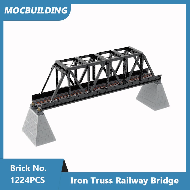 MOC Building Blocks Iron Truss Railway Bridge Model City Trains DIY Assembled Bricks Creative Display Xmas Toys Gifts 1224PCS