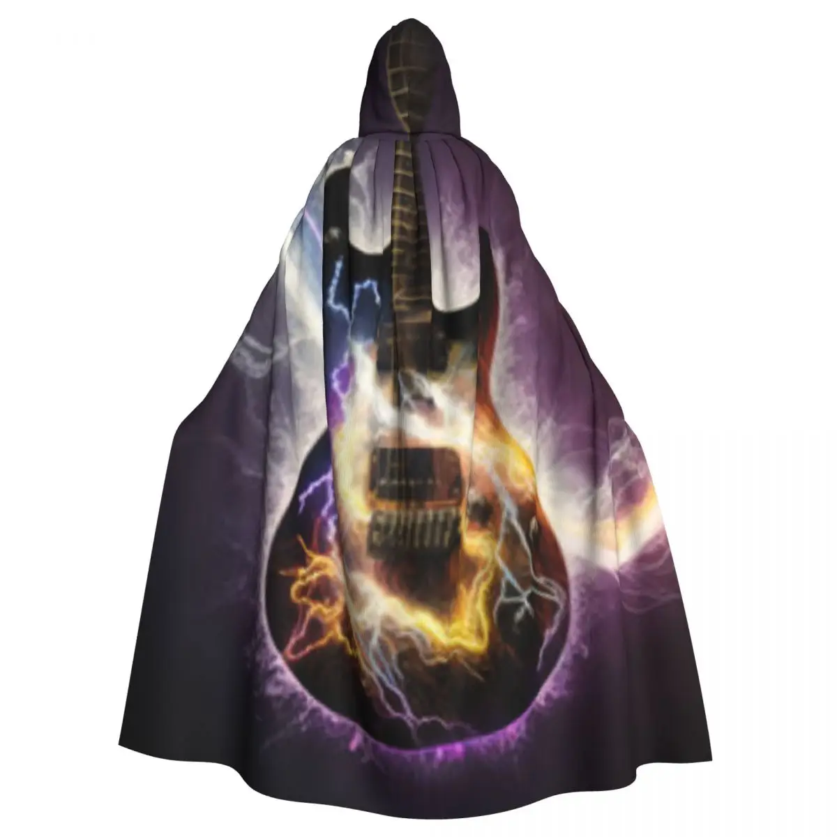 Electric Guitar Hooded Cloak Polyester Unisex Witch Cape Costume Accessory