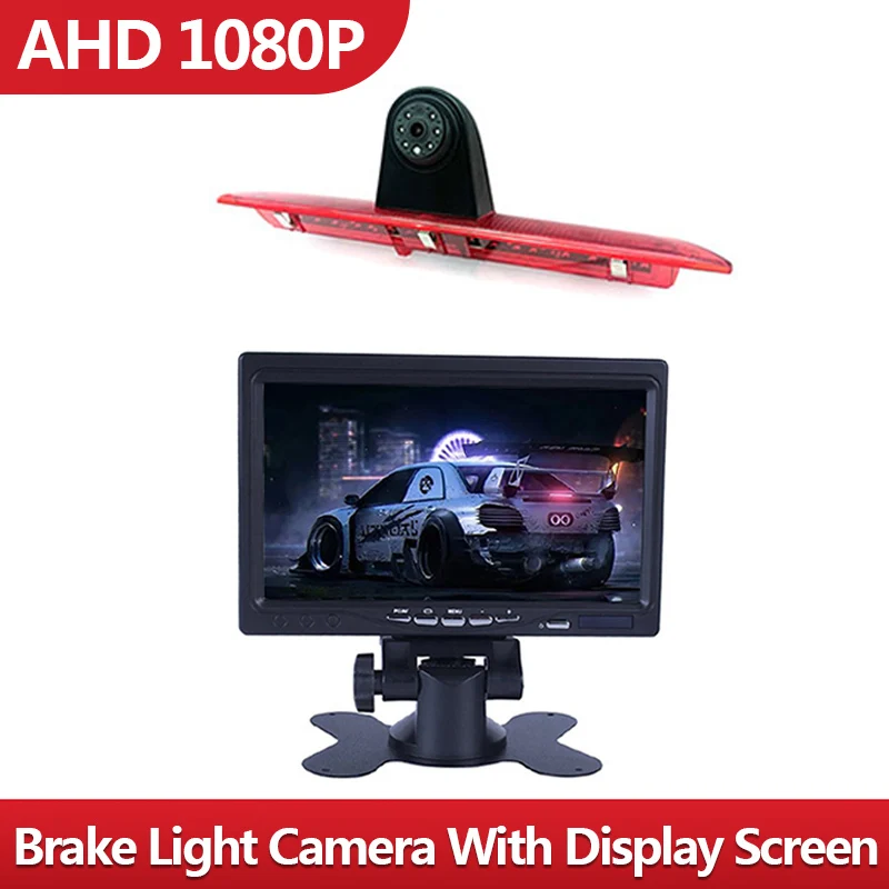 AHD 1080P Car Brake Light Rear View Backup Reverse Camera With 7 Inch Display Screen for Ford Transit Van 2015-2020