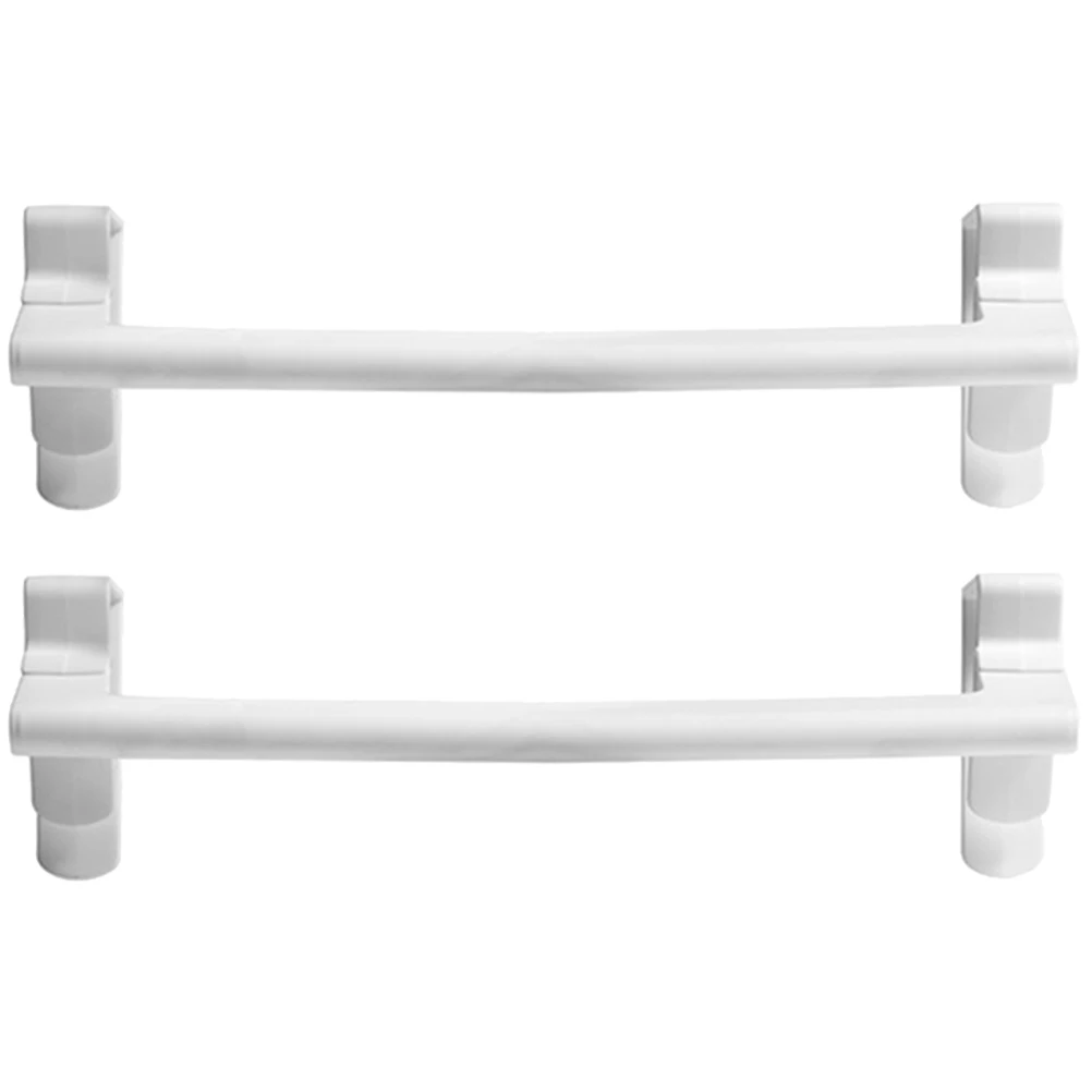 

2pcs White Drill Cabinet Door Towel Racks Detachable Safe Reusable Kitchen Bathroom Towel Rack Bath Balcony Storage Organizer