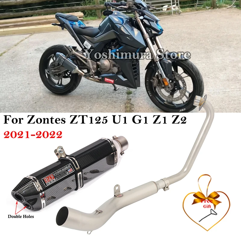 

Full System For Zontes ZT125 U1 G1 Z1 Z2 2021 2022 Motorcycle Exhaust Modify Front Mid Link Pipe Escape Moto Muffler DB Killer