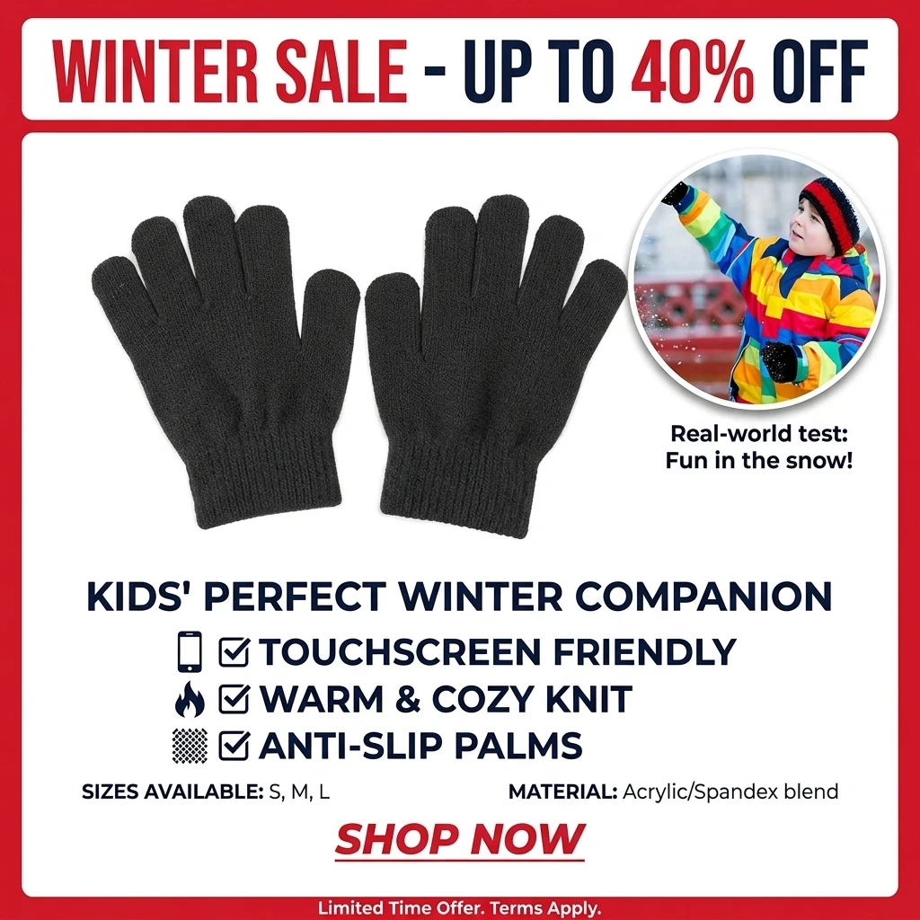 Unisex Fall and Winter Outdoor Warm Anti-slip Cycling Gloves Solid Color Basic Cold Resistant Knitted Gloves For Kids