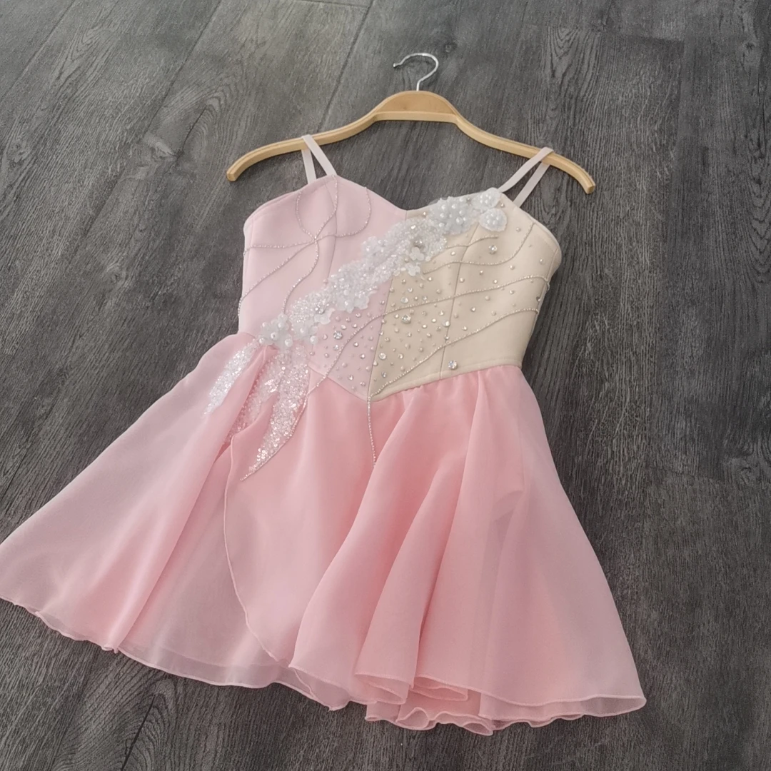 New Coming Custom Size Kids Girls Performance Wear Modern Ballet Peach Pink Cupid Lyrical Dance Dress Costumes