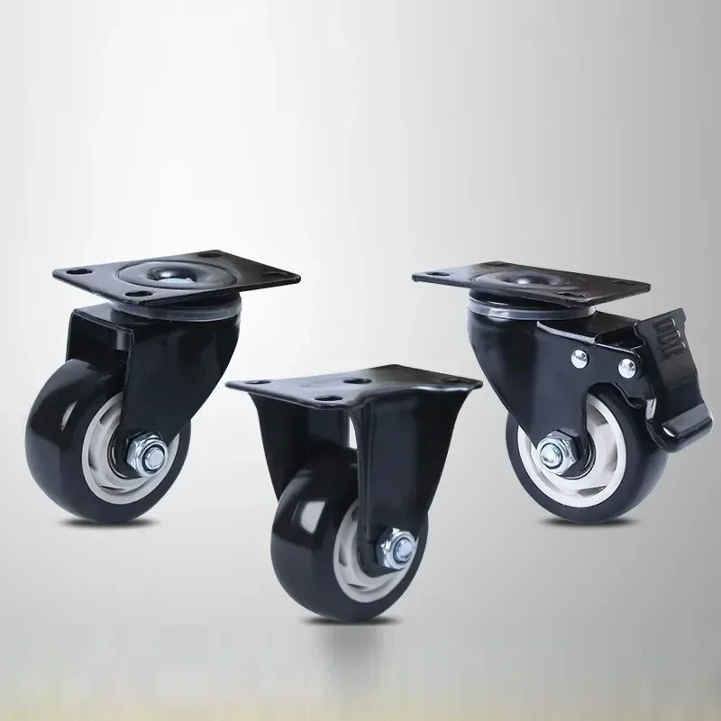 1.5-inch casters, a set of 4 black industrial heavy-duty casters with brakes, locking casters for furniture and work carts