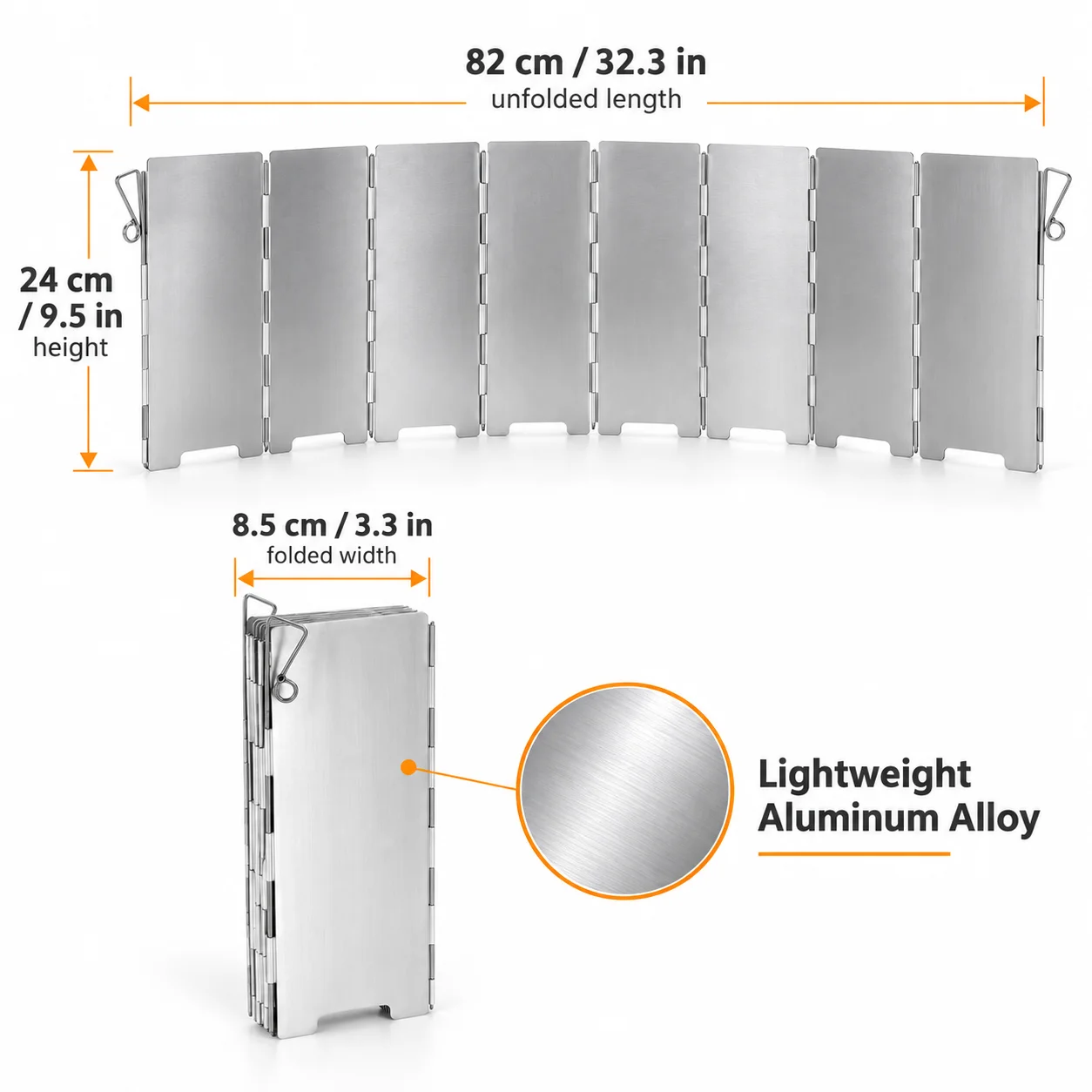 Portable Camping Wind Guard Ultralight Aluminum Foldable Windscreen Gas Stove Wind Board for Outdoors Hiking Picnic Cooking