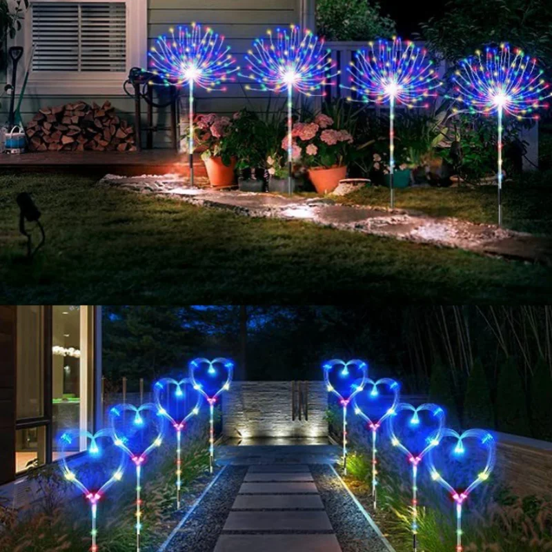 1x Solar Firework Light Outdoor Solar Garden Decorative Lights 300/400  LED Powered String DIY Stake Landscape Light for Pathway