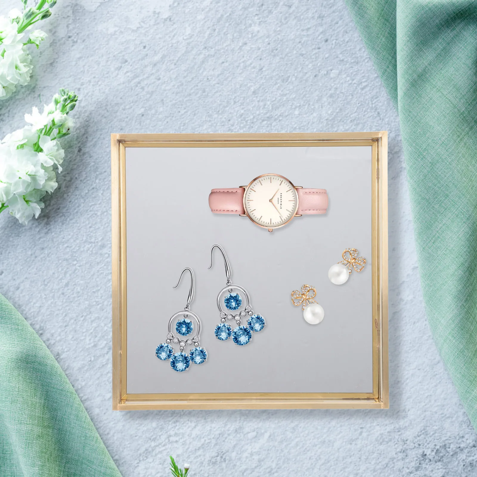 

Brass Framed Glass Tray Perfume Organizer Vanity Jewelry Holder Home Decor Perfume Tray Dresser Decor Dresser Top Organizer