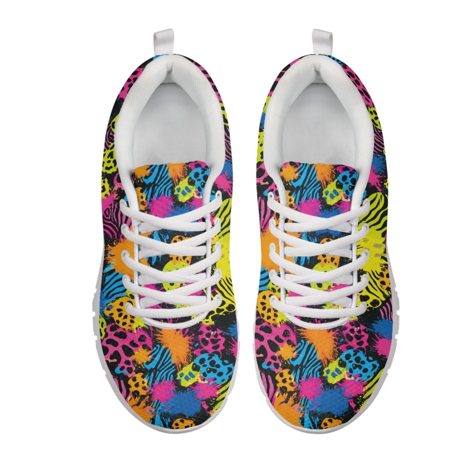 Coloranimal Pink Leopard Style Lace-up Sports Trainers Women Sneakers Tennis Shoes Athletic Footwear for Ladies Mens