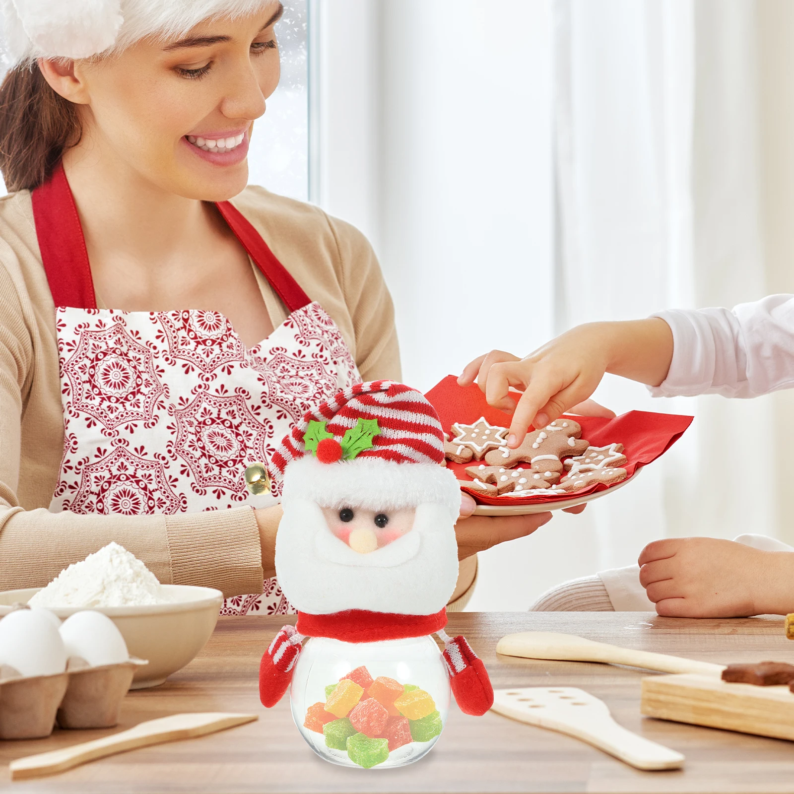 

Candy Jars for Xmas Cartoon Desktop Ornament Jar Sealed Design Moisture Proof Perfect Christmas Decoration Gifts for Party