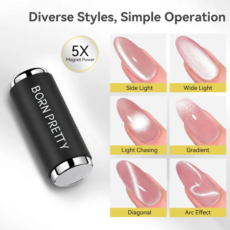 1/2Pcs Dual Head Nail Art Magnet Stick Shock Resistant Strong Magnetic Nail Tool with Black Protective Cover Manicure Tool