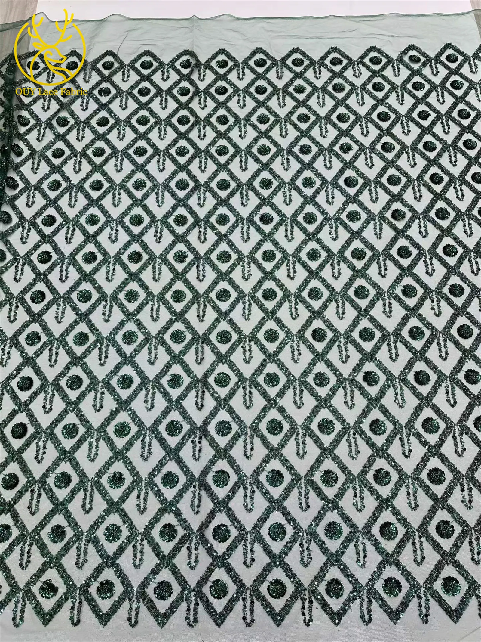 Wunderschöner afrikanischer nigerianischer Pailletten-Spitzenstoff in Diamantform, 2026, hochwertiger französischer Tüll zum Nähen von Abendkleidern – Detail 22