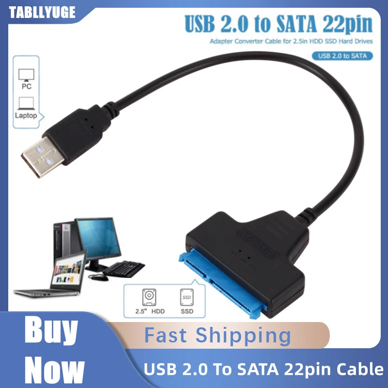 USB 2.0 To SATA 22pin Cable Adapter Converter Lines HDD SSD Connect Cord Wire for 2.5in Hard Disk Drives for Solid Drive Disk