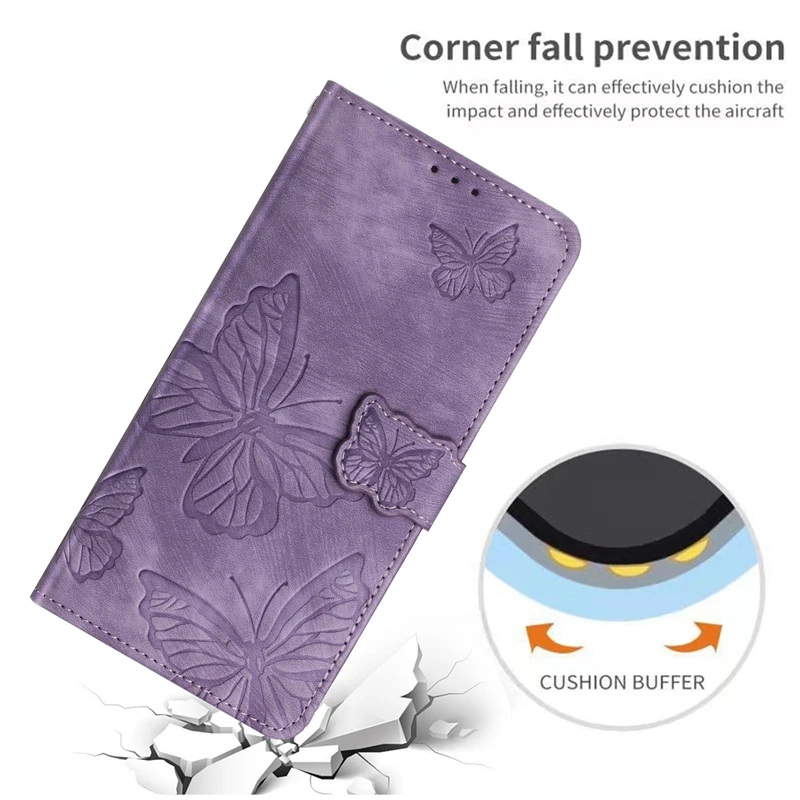 3D Butterfly Pattern Matte Leather Wallet Case on For Xiaomi Redmi 12 10 12C 10C 9A 9AT 9C NFC 10A Flip Stand Phone Cover Coque