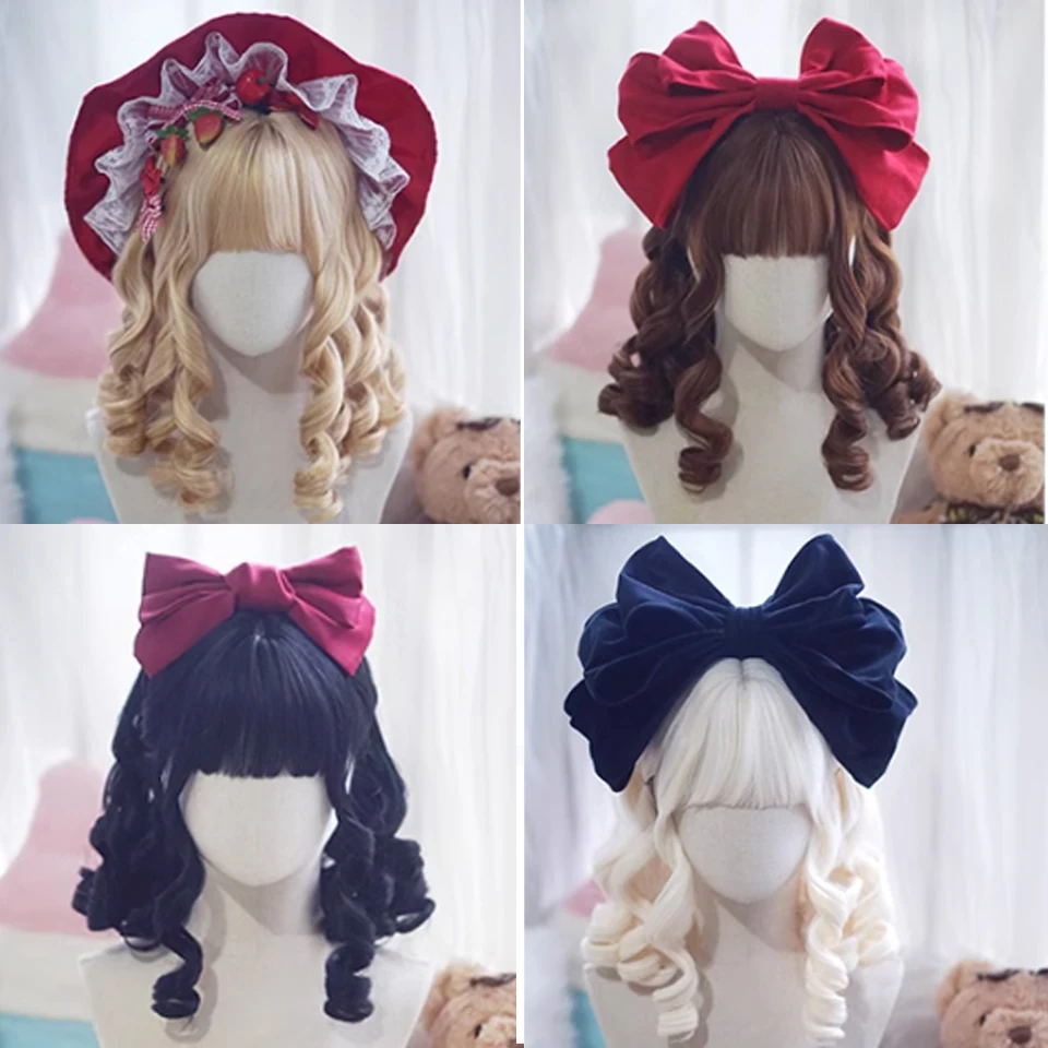 Roman CurlySynthetic Lolita Curly Hair With Bangs Red Golden Anime Wig Oberl Woman Party Cosplay WigFrench Noble Elegant